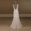 Graceful V- Neck V-Back Mermaid Soft Lace Vintage Wedding Gown